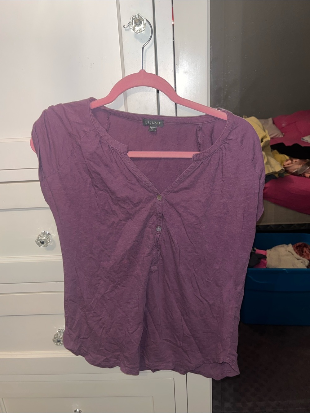 Lilla P Mauve Short-Sleeve Button Henley
